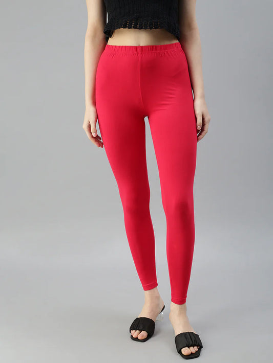 Ankle Leggings-Crimson Red