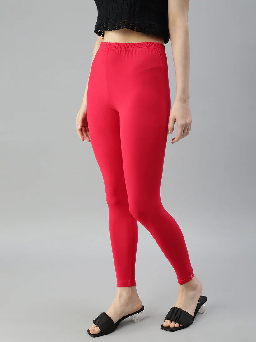 Ankle Leggings-Crimson Red